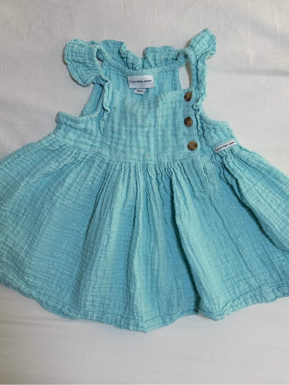 Calvin Klein Jeans Girl Aqua Ruffle Strap Sundress